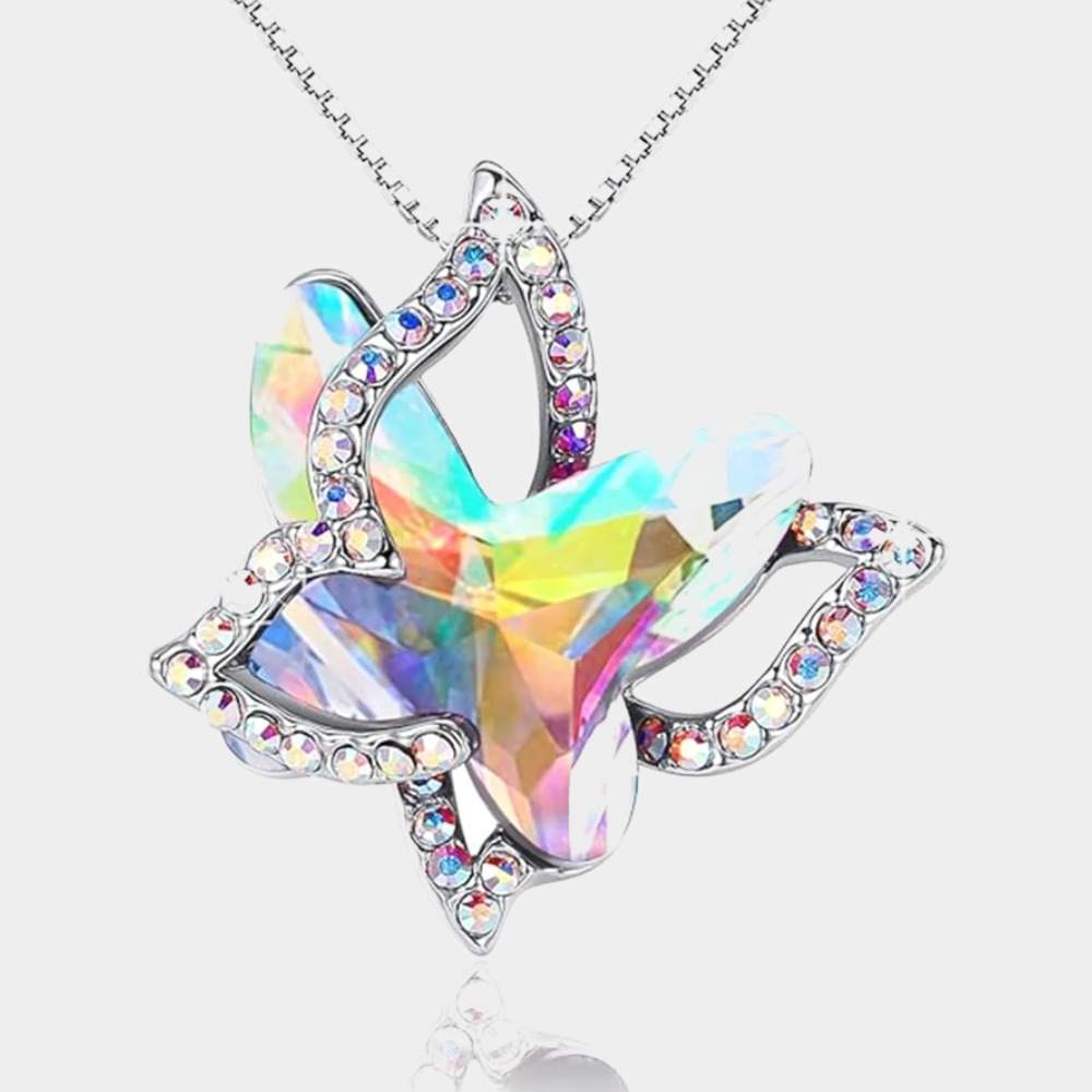 April Birthstone Butterfly Birthstone Crystal Necklace-Aries Birthstone-Birthstone Jewelry
