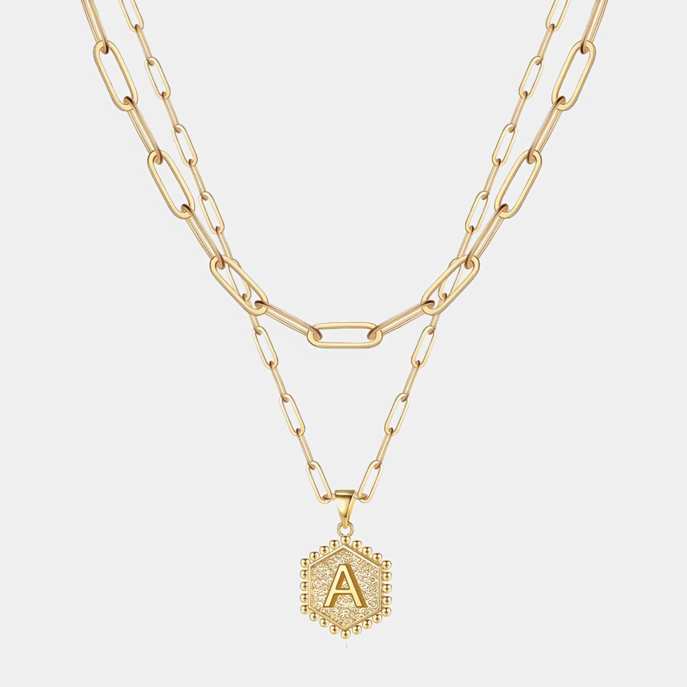 14K Gold Plated Hexagonal Letter Necklace