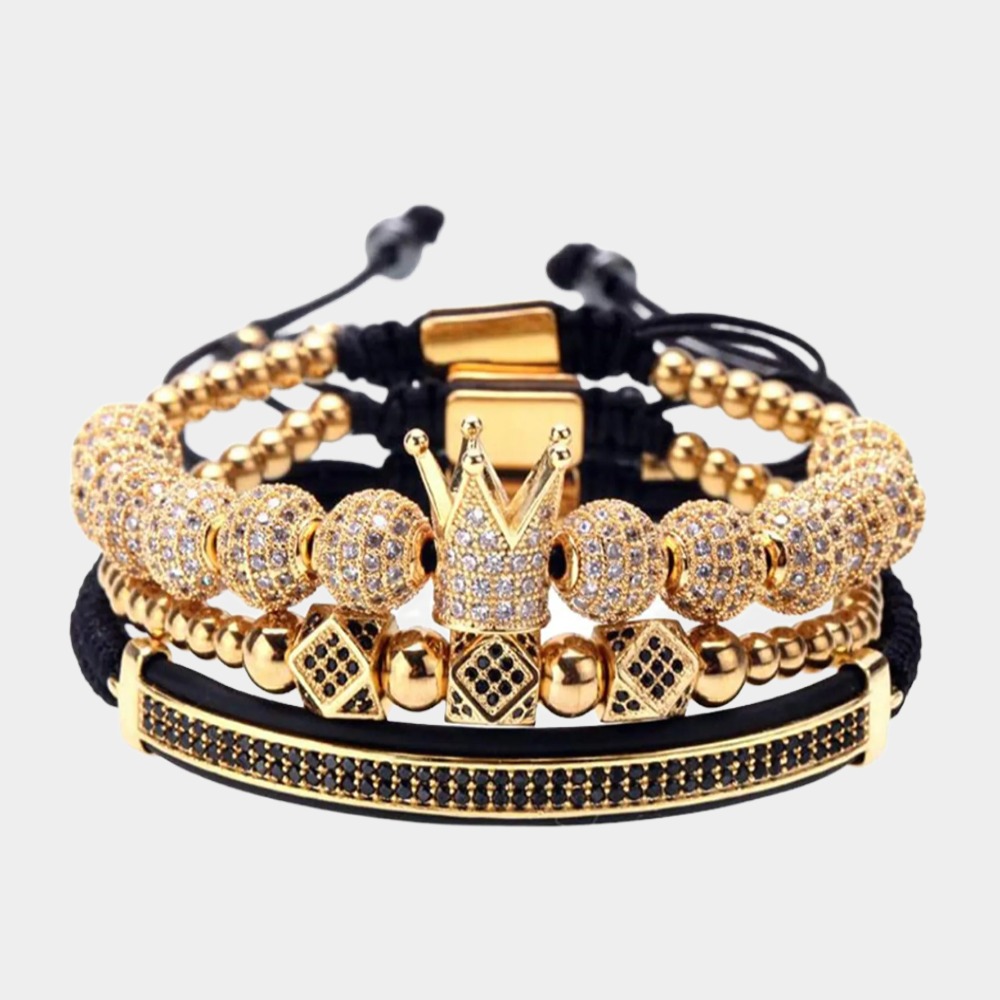 Imperial Crown King Gold  Bracelet Mens / Stainless Steel Bracelets for Men -Birthstone Jewelry