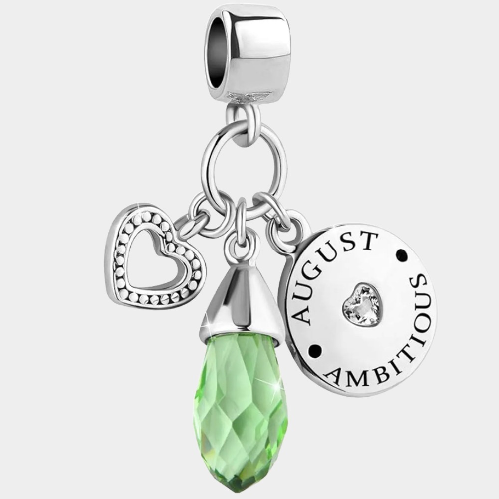 August Birthstone Heart Love Simulated Birthstone Charms for Bracelets-Birthstone Jewelry