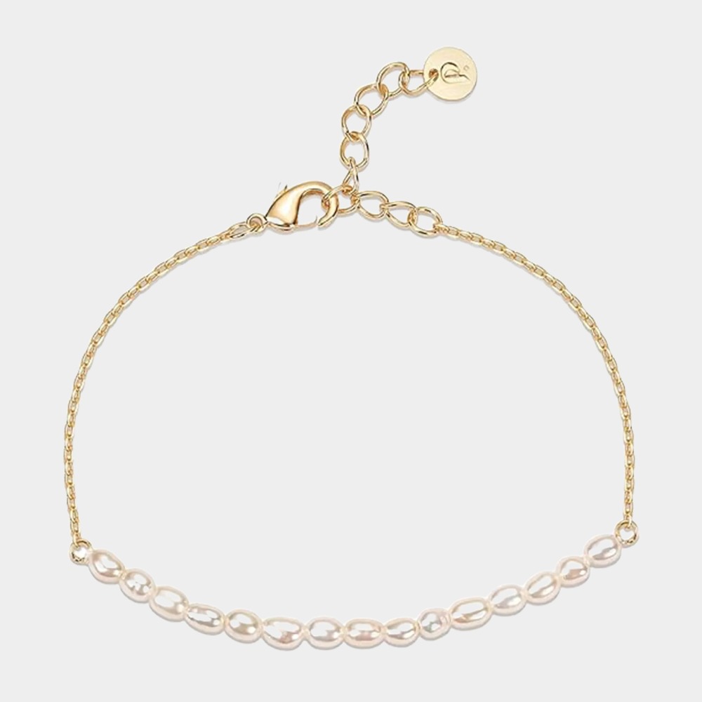 Gold Tiny Pearl Bracelet | 14K Gold Plated Freshwater Cultured Pearls 
