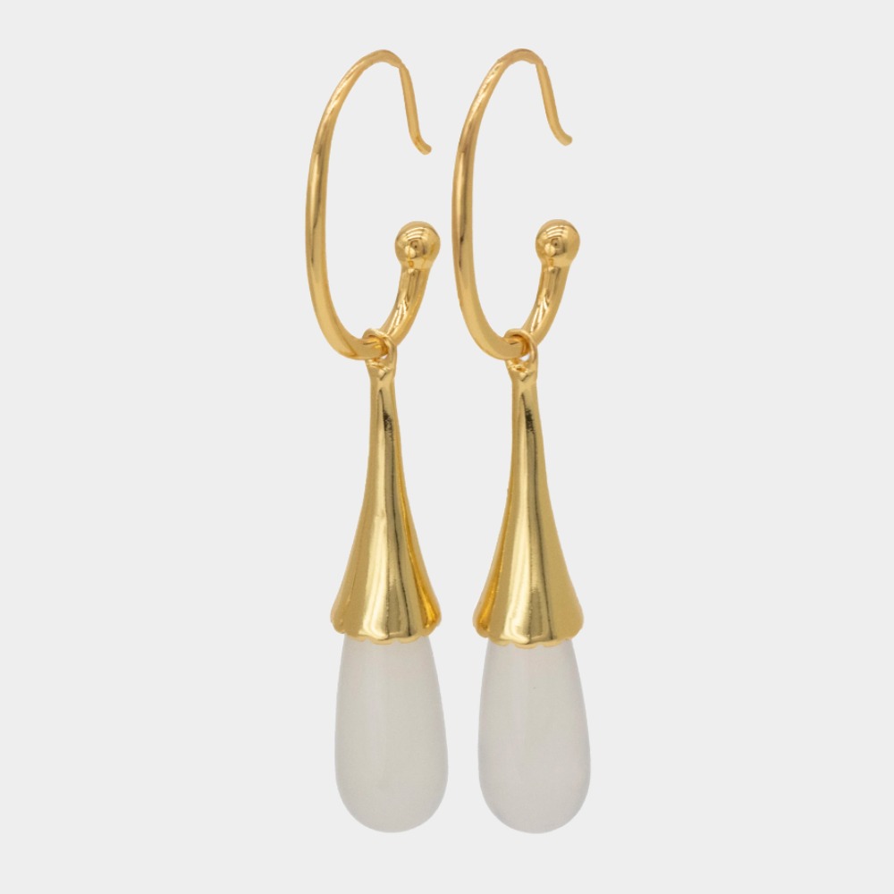 White Agate Drop Earrings, Simple and Fashionable Earrings, Cool Style-Birthstone Jewelry