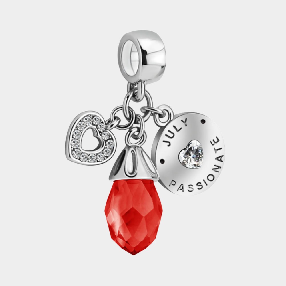 July Birthstone Heart Love Simulated Birthstone Charms for Bracelets-Birthstone Jewelry
