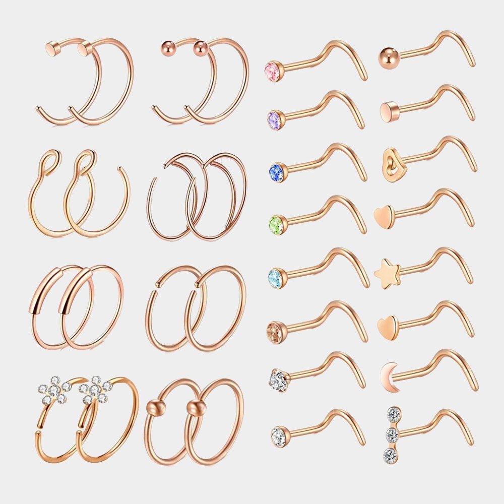 20G Nose Stud for Women Nose Piercings Jewelry Gold Nose Rings Hoops -Birthstone Jewelry