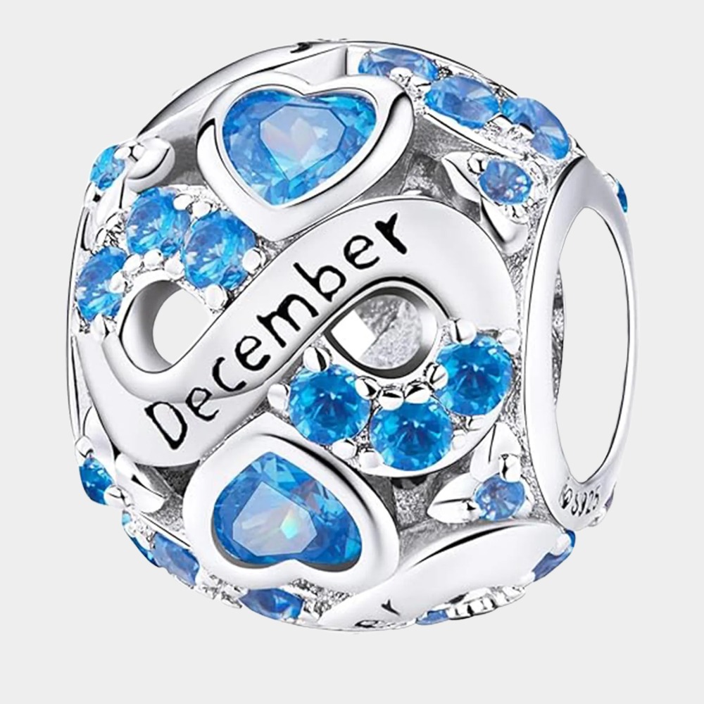 December Birthstone Birthstone Charm Jewelry Infinity Love Heart Charm Openwork Bead