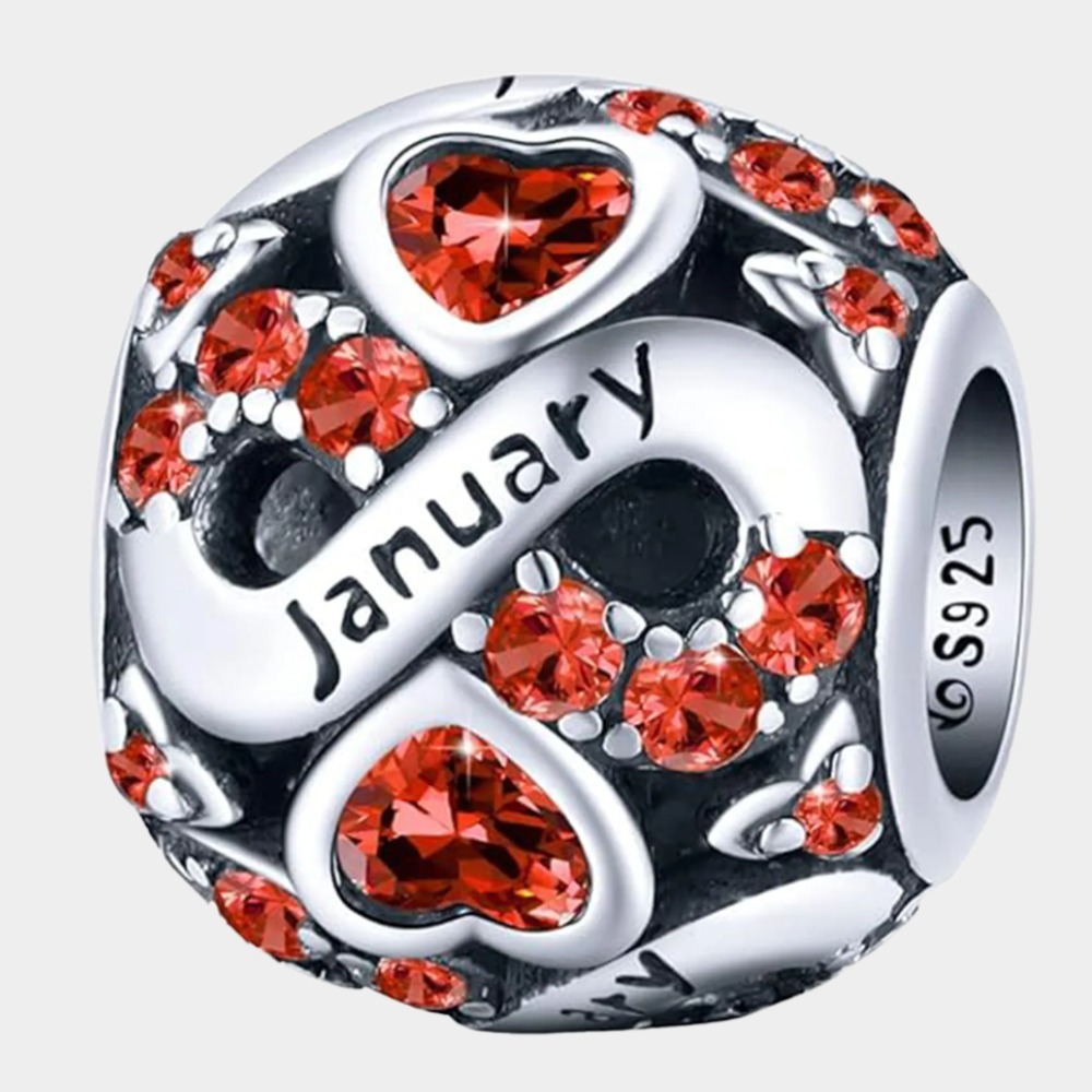 January Birthstone Birthstone Charm Jewelry Infinity Love Heart Charm Openwork Bead