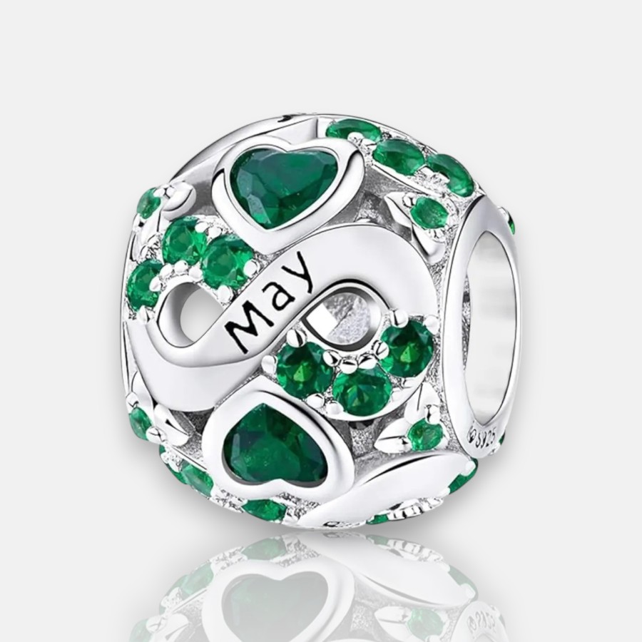 May Birthstone Birthstone Charm Jewelry Infinity Love Heart Charm Openwork Bead