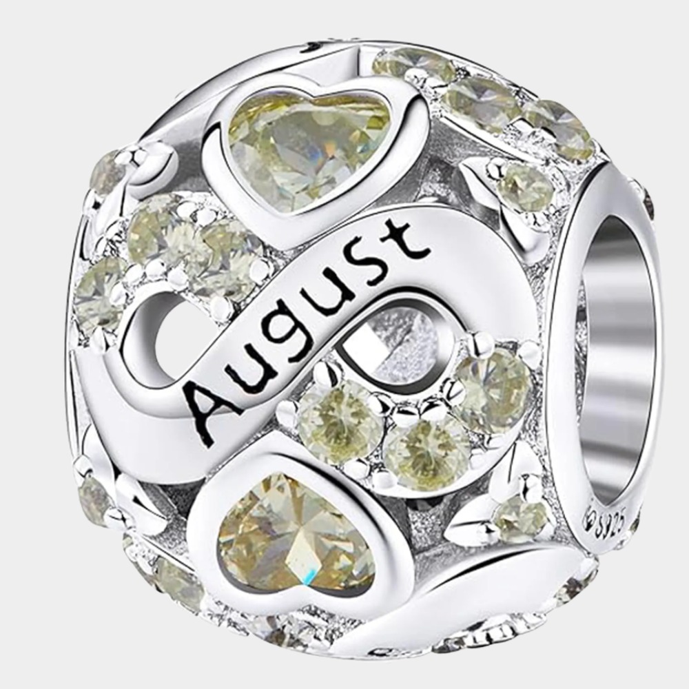 August Birthstone Birthstone Charm Jewelry Infinity Love Heart Charm Openwork Bead