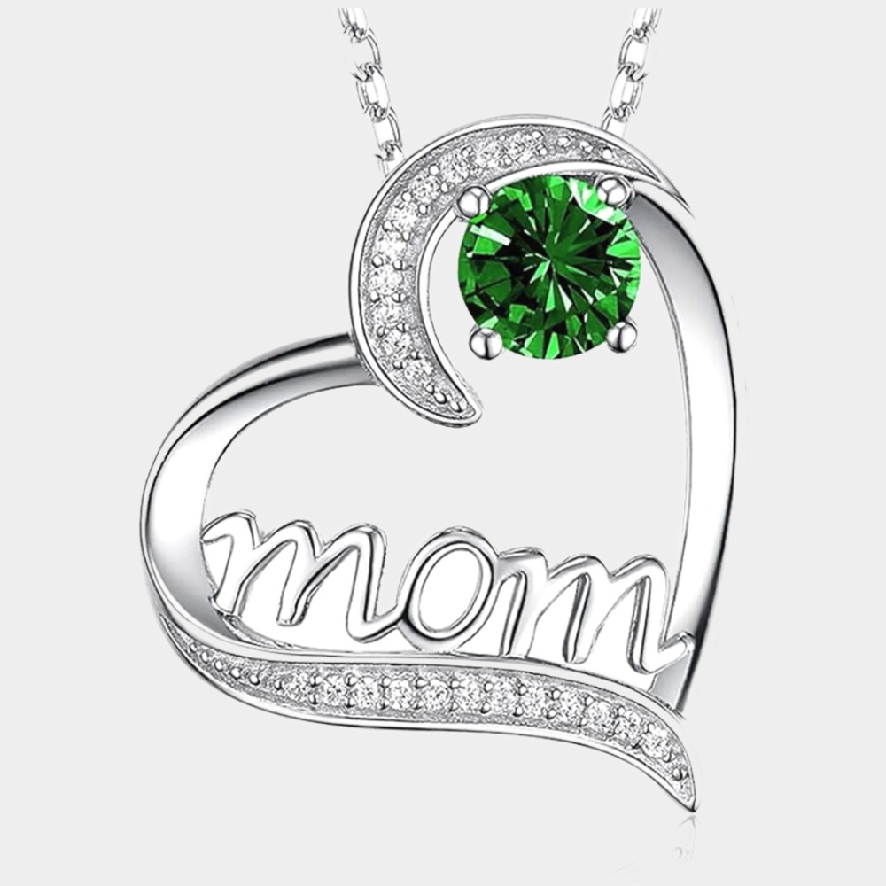 May Birthstone 925 Sterling Silver Necklace  Love Heart Pendant