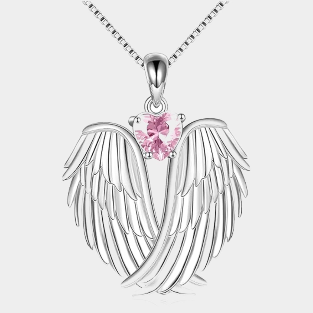 October Opal Angel Wings Necklace – Sterling Silver Jewelry Gift