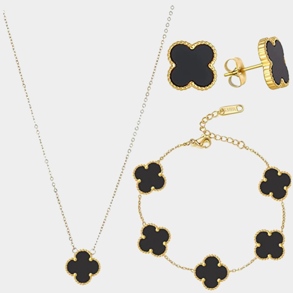  18K Gold Plated Jewelry Four Leaf Clover Necklace Set for Women