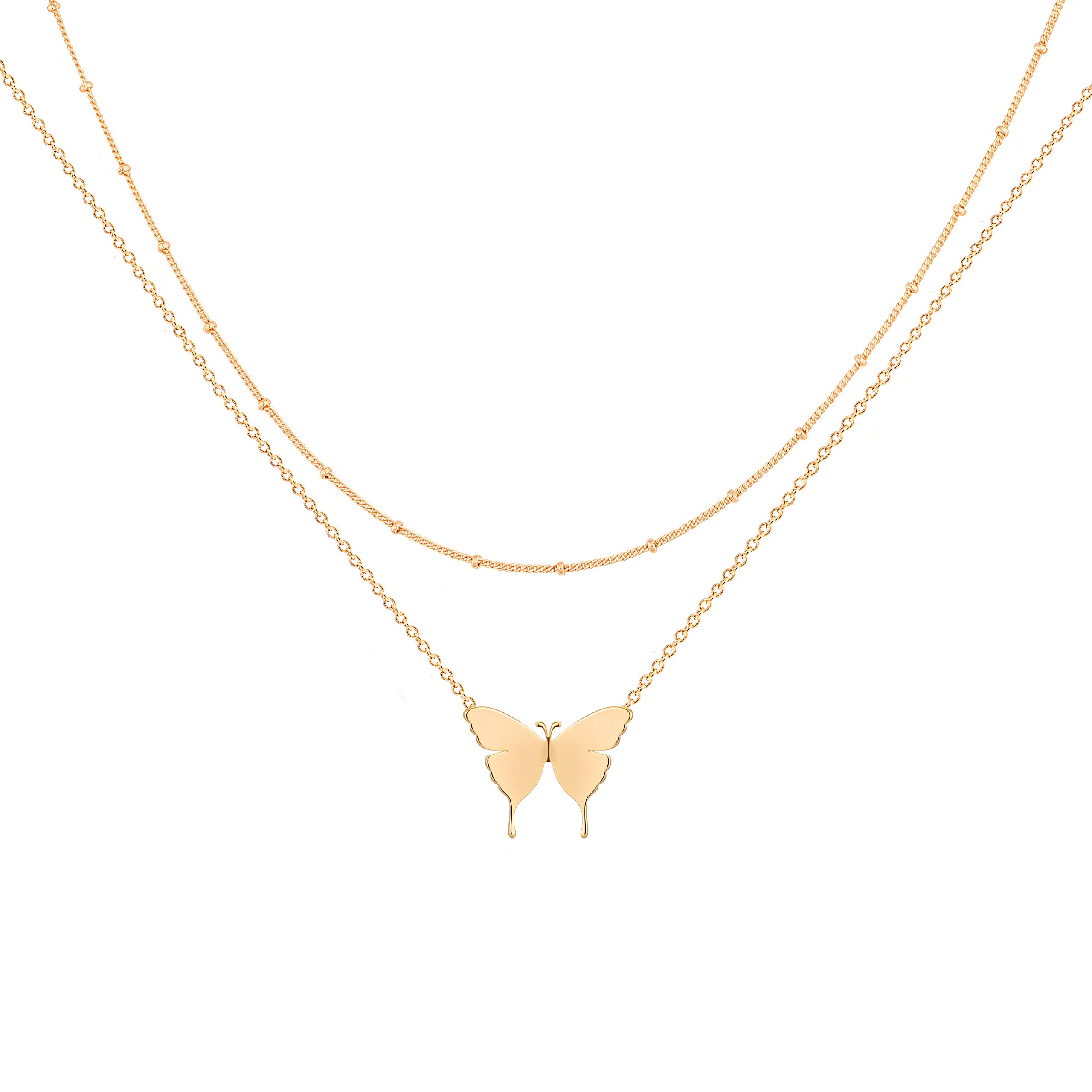 Layered Gold Heart Necklace 18K Gold Plated-Birthstone Jewelry