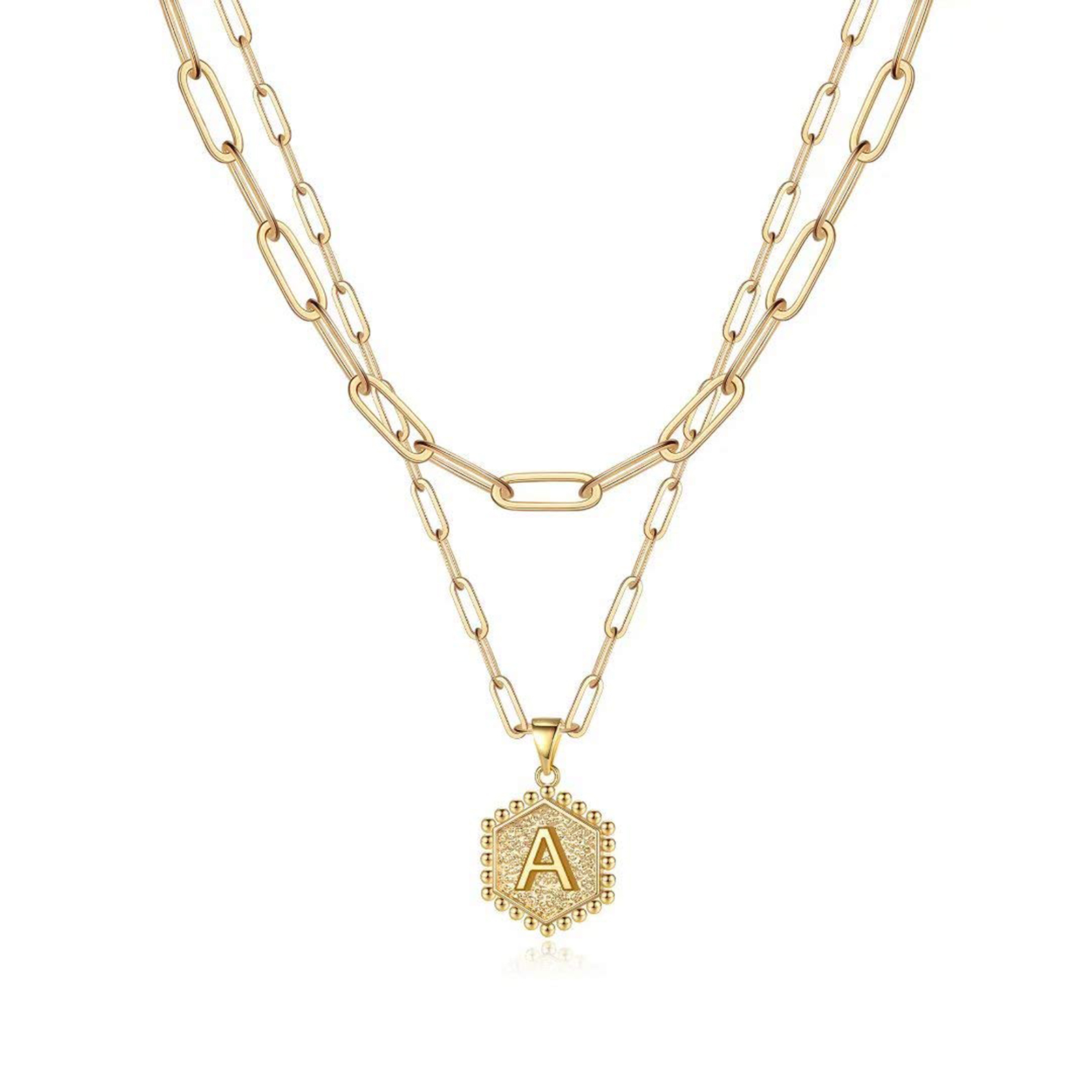 14K Gold Plated Hexagonal Letter Necklace
