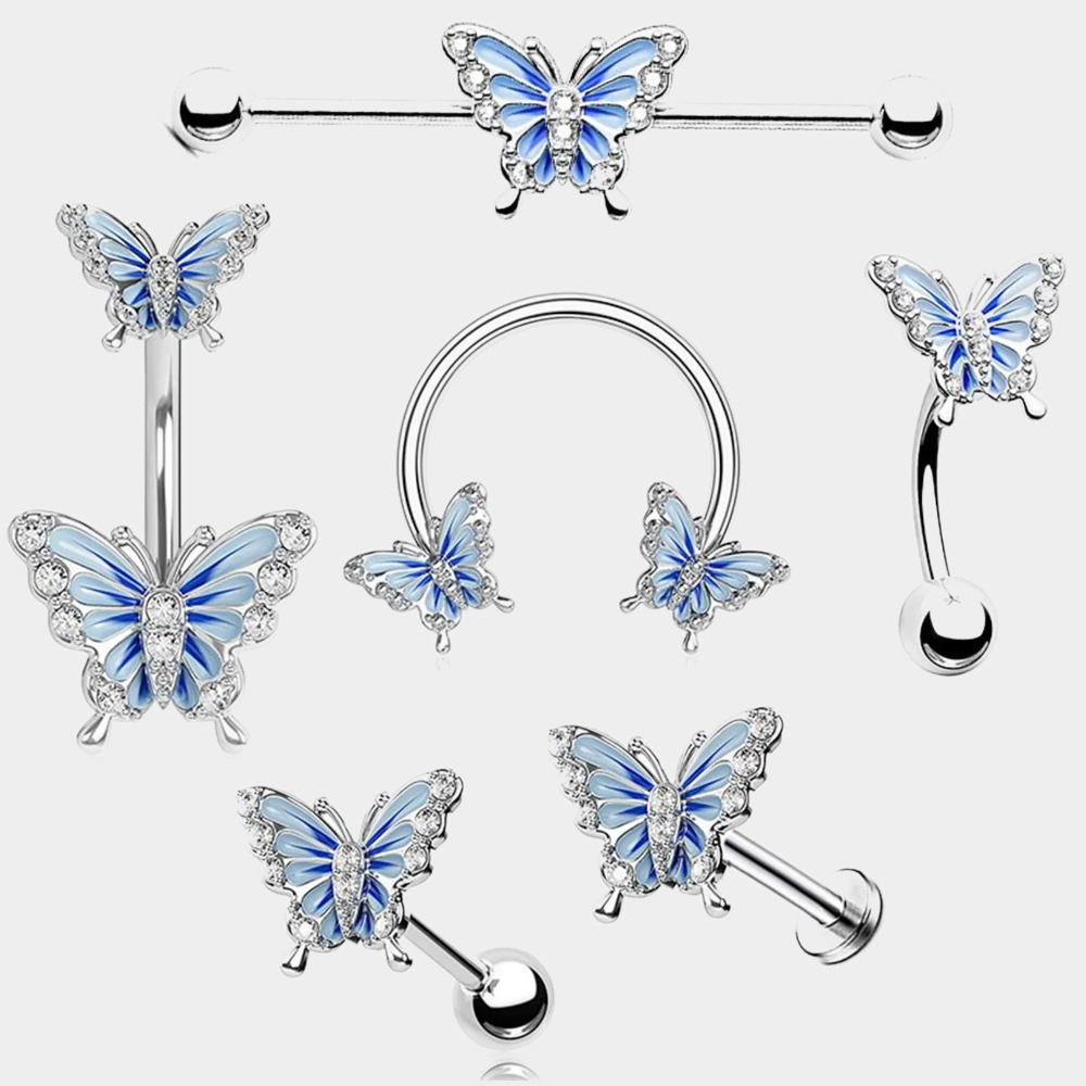 Earrings Stainless Steel Long Cartilage Body Piercing Jewelry 6 pcs-Birthstone Jewelry