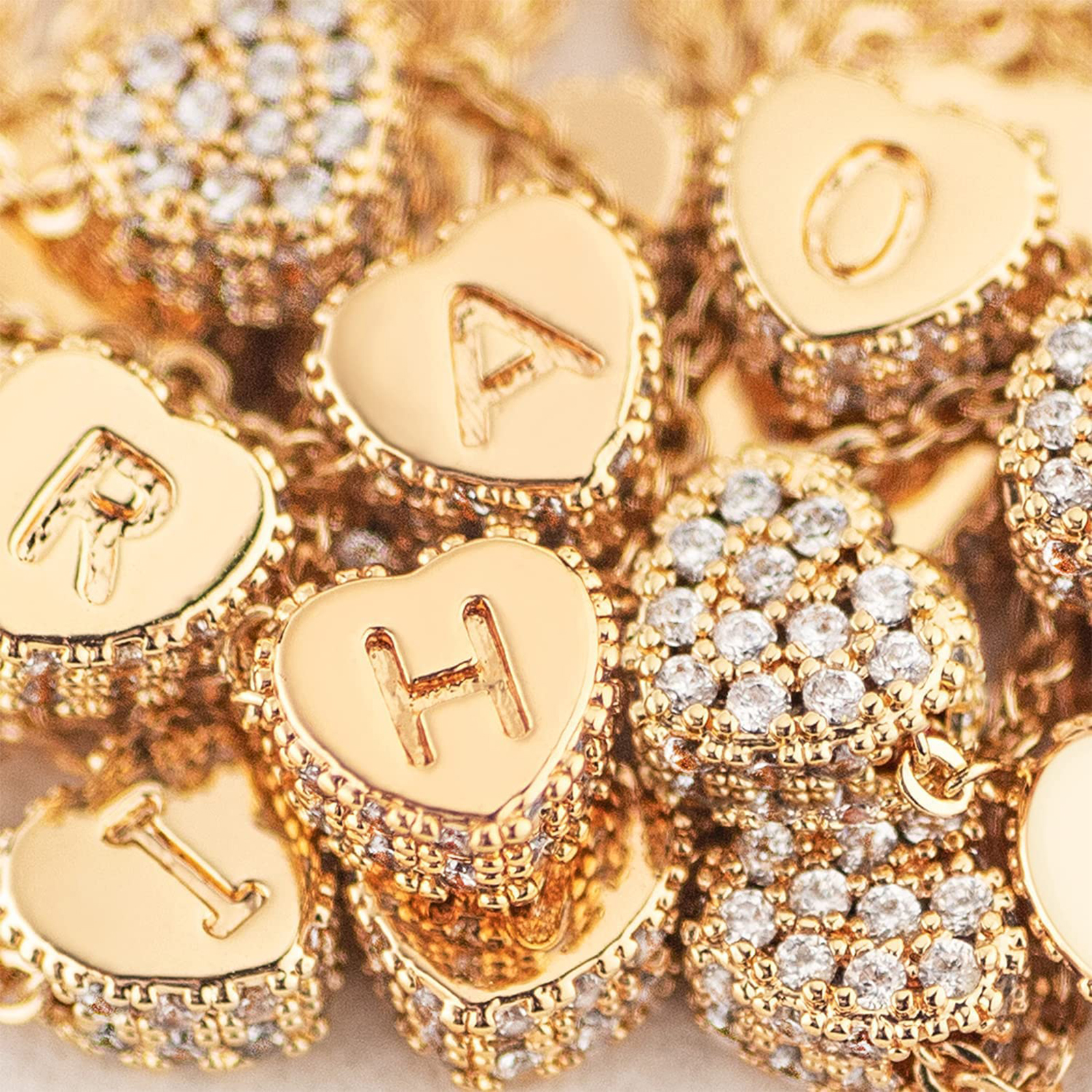 Gold Plated Handmade Dainty Letter Heart Necklace-Birthstone Jewelry