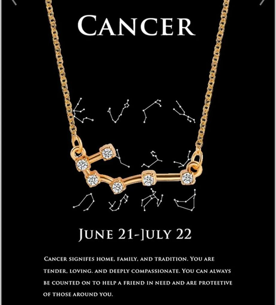 12 Constellation Gold Pendant Necklace with Diamonds -Birthstone Jewelry