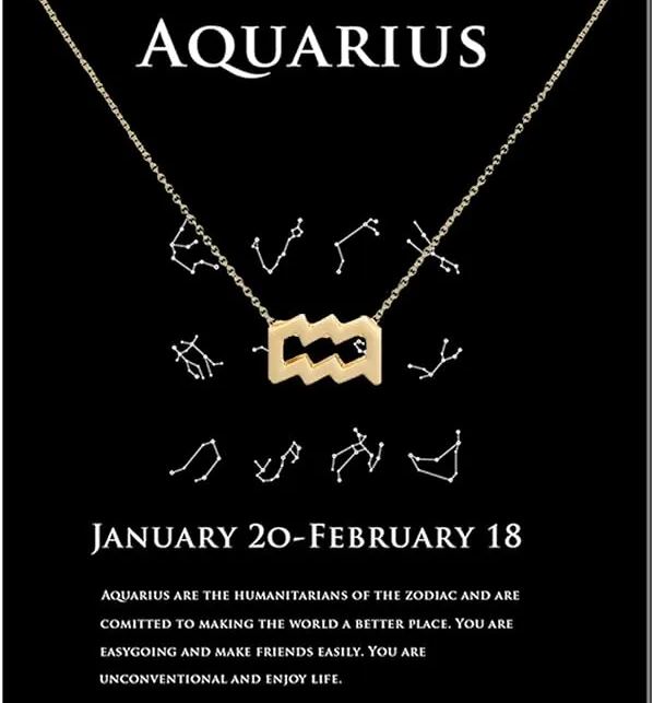 12 Constellation Gold Pendant Necklace with Diamonds -Birthstone Jewelry
