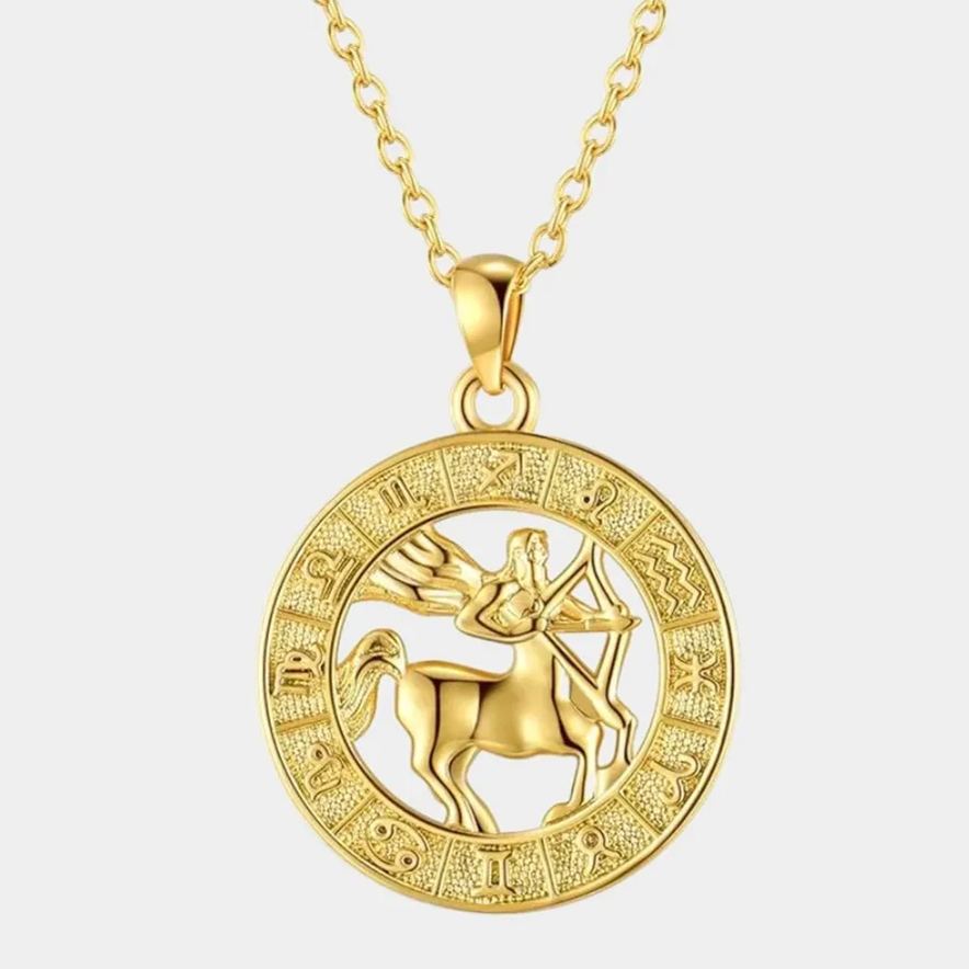 Sagittarius Gold Coin Pendant Necklace-Birthstone Jewelry