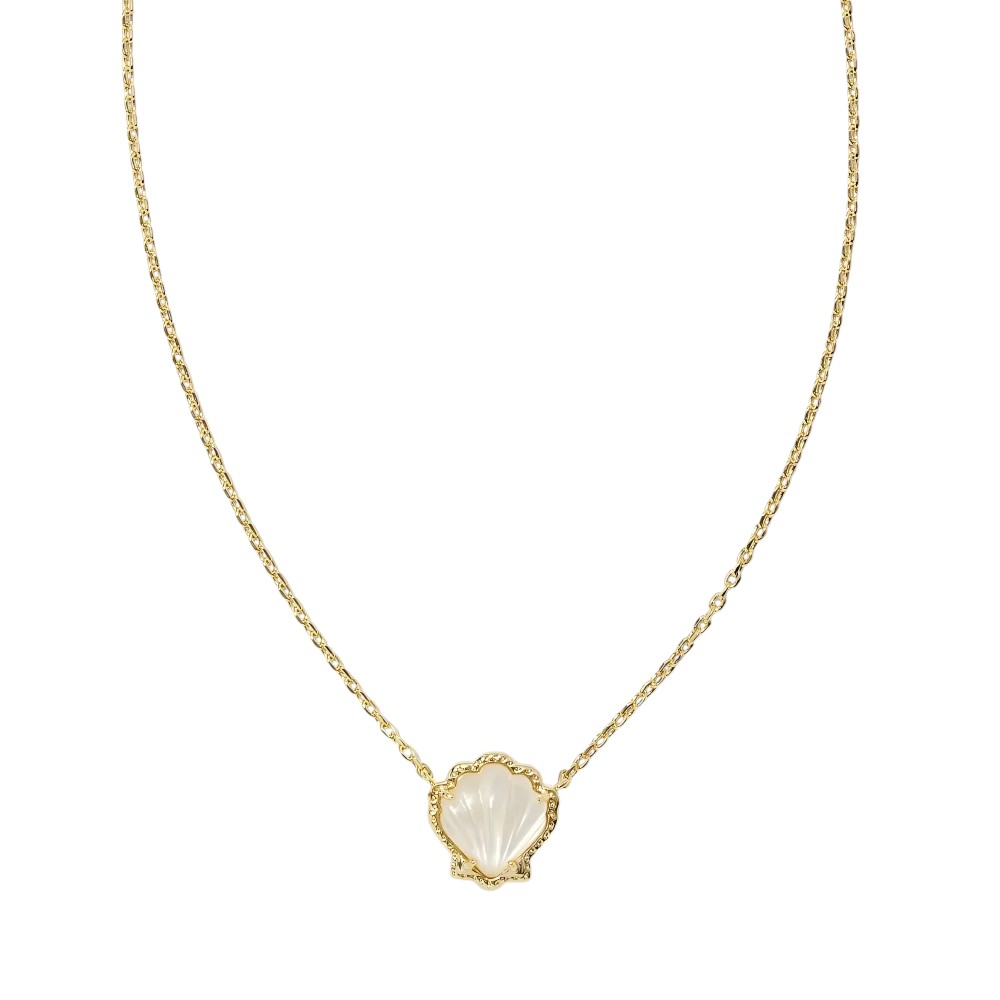 Kendra Scott Seashell Necklace – White Shell Pendant on Gold Chain, Elegant Ocean Jewelry