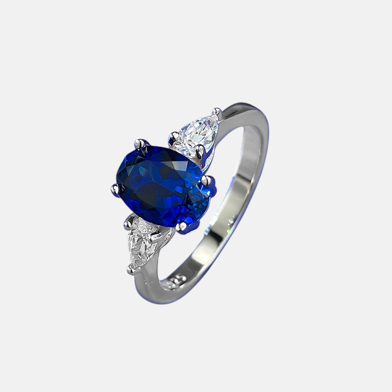 Sapphire Ring – Oval Blue Sapphire S925 Sterling Silver Ring