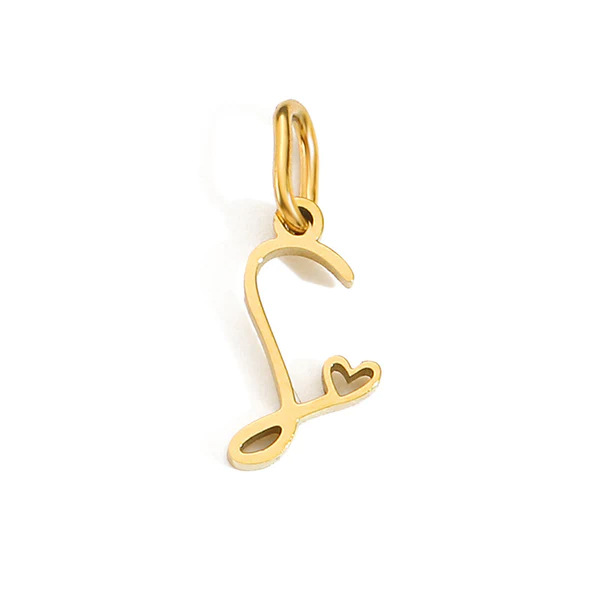 Gold Letter Charm – Stainless Steel Mirror Polished Alphabet Heart Pendant