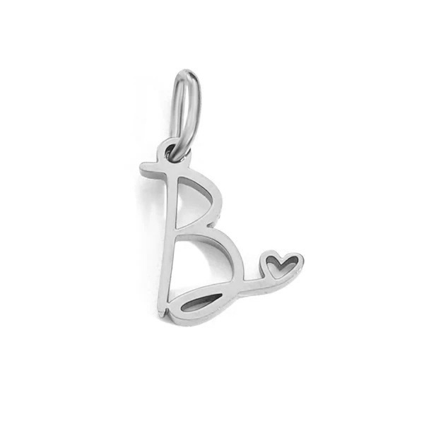 Gold Letter Charm – Stainless Steel Mirror Polished Alphabet Heart Pendant