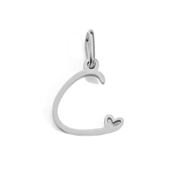 Gold Letter Charm – Stainless Steel Mirror Polished Alphabet Heart Pendant