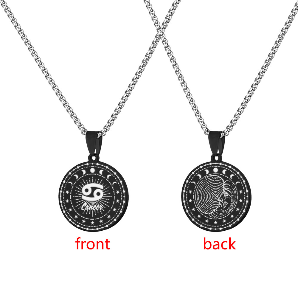 Zodiac Necklace – Stainless Steel 12 Zodiac Sign Pendant Jewelry