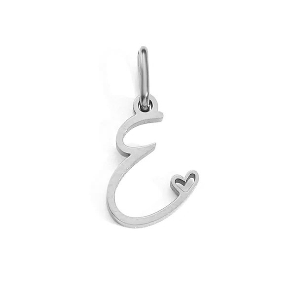 Gold Letter Charm – Stainless Steel Mirror Polished Alphabet Heart Pendant