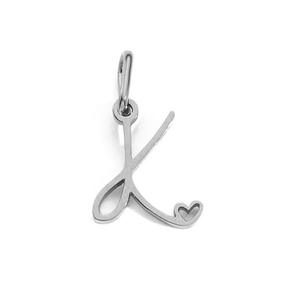 Gold Letter Charm – Stainless Steel Mirror Polished Alphabet Heart Pendant