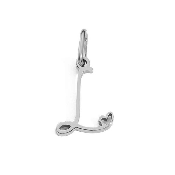 Gold Letter Charm – Stainless Steel Mirror Polished Alphabet Heart Pendant