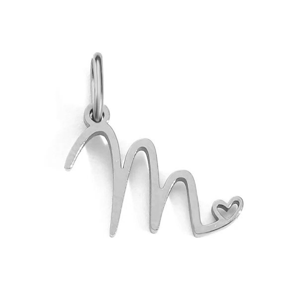 Gold Letter Charm – Stainless Steel Mirror Polished Alphabet Heart Pendant