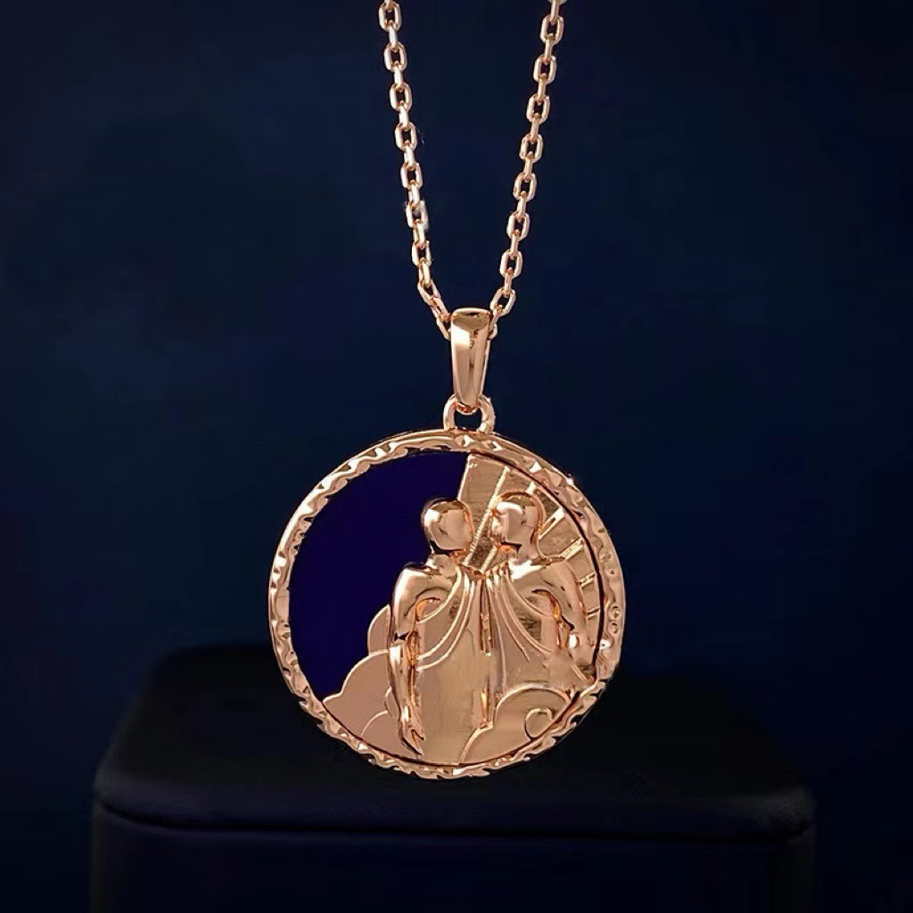 Zodiac Necklace – Long Relief Semi-Precious Stone Pendant Necklace