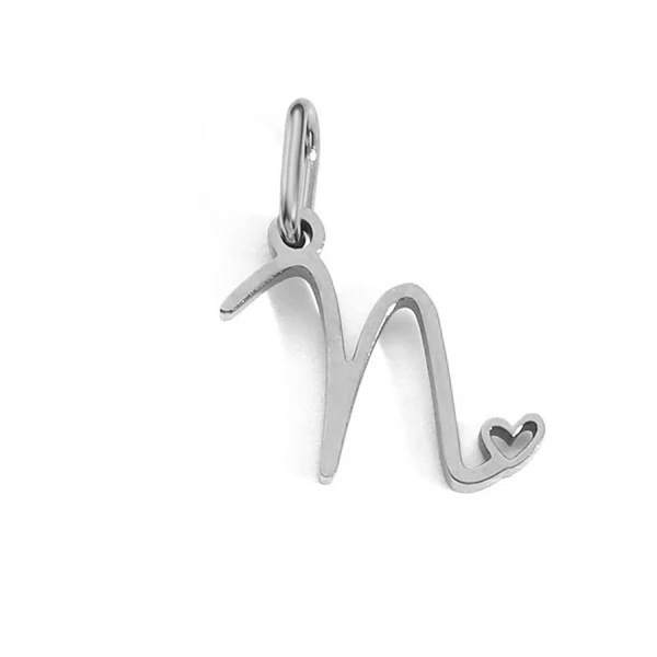 Gold Letter Charm – Stainless Steel Mirror Polished Alphabet Heart Pendant