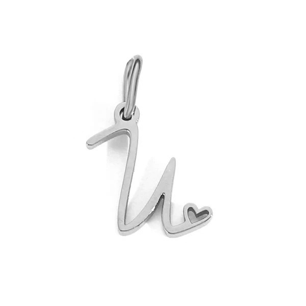 Gold Letter Charm – Stainless Steel Mirror Polished Alphabet Heart Pendant