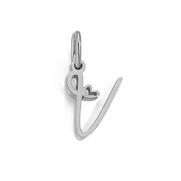 Gold Letter Charm – Stainless Steel Mirror Polished Alphabet Heart Pendant
