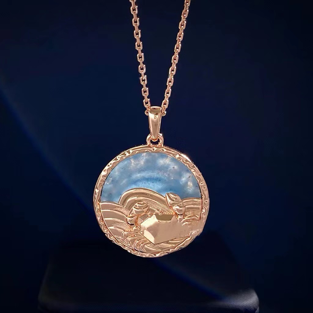 Zodiac Necklace – Long Relief Semi-Precious Stone Pendant Necklace