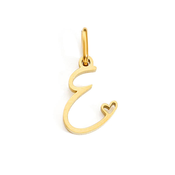 Gold Letter Charm – Stainless Steel Mirror Polished Alphabet Heart Pendant