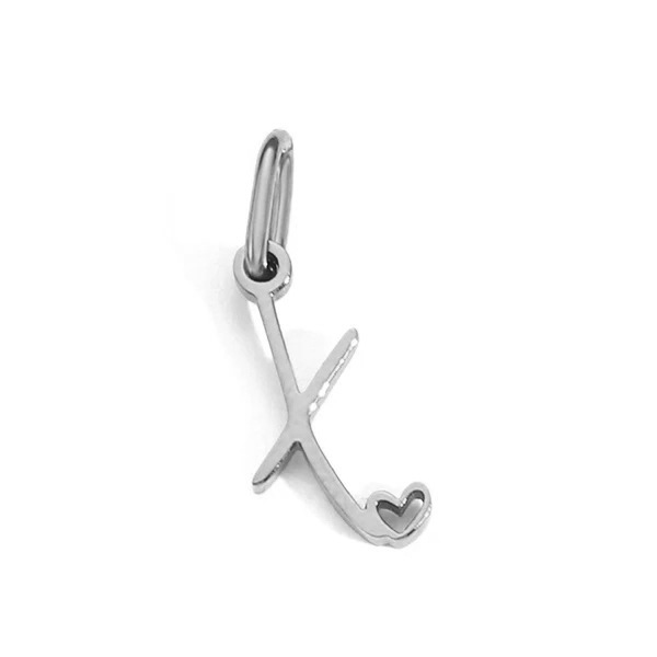 Gold Letter Charm – Stainless Steel Mirror Polished Alphabet Heart Pendant
