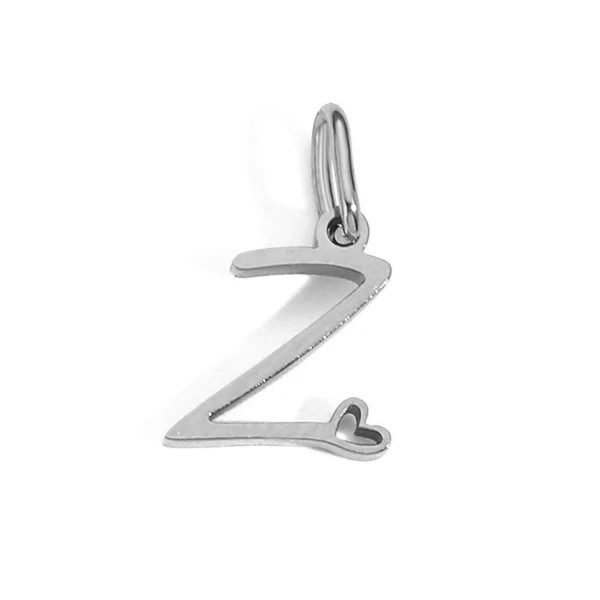 Gold Letter Charm – Stainless Steel Mirror Polished Alphabet Heart Pendant
