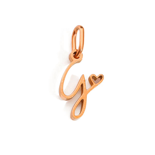 Gold Letter Charm – Stainless Steel Mirror Polished Alphabet Heart Pendant