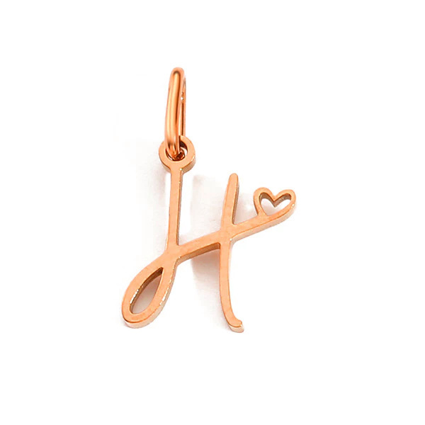 Gold Letter Charm – Stainless Steel Mirror Polished Alphabet Heart Pendant