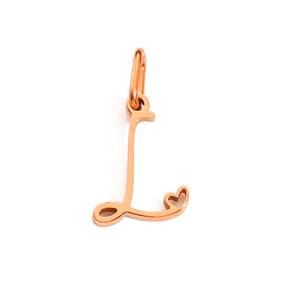Gold Letter Charm – Stainless Steel Mirror Polished Alphabet Heart Pendant
