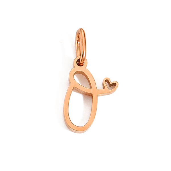 Gold Letter Charm – Stainless Steel Mirror Polished Alphabet Heart Pendant