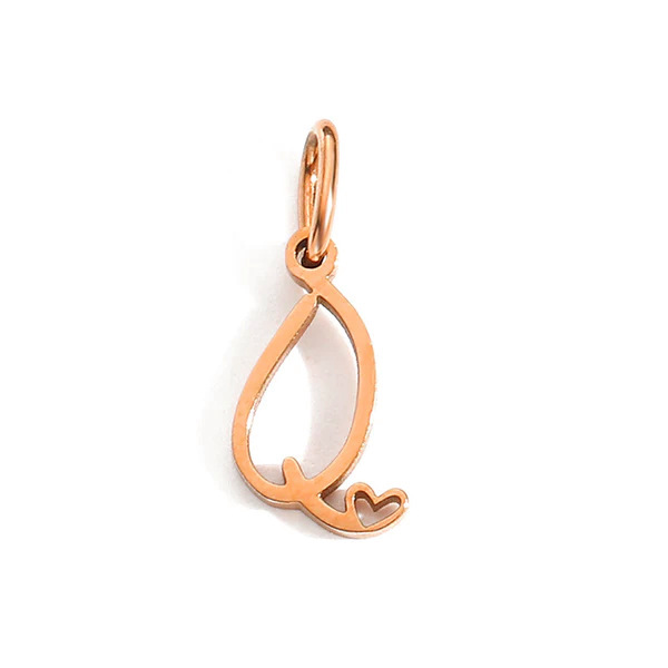 Gold Letter Charm – Stainless Steel Mirror Polished Alphabet Heart Pendant