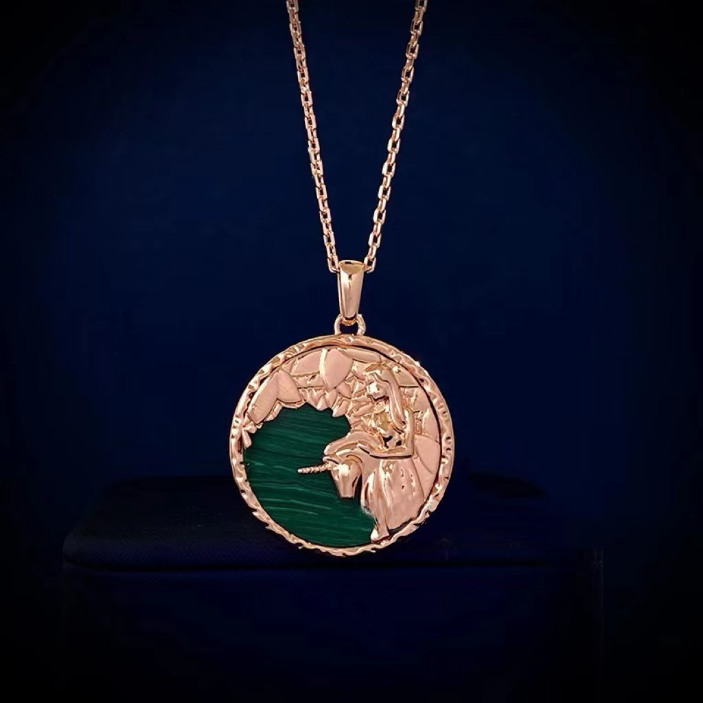 Zodiac Necklace – Long Relief Semi-Precious Stone Pendant Necklace