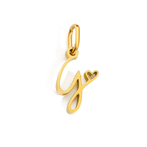 Gold Letter Charm – Stainless Steel Mirror Polished Alphabet Heart Pendant