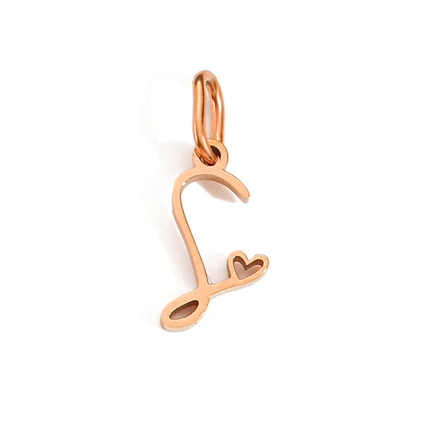 Gold Letter Charm – Stainless Steel Mirror Polished Alphabet Heart Pendant