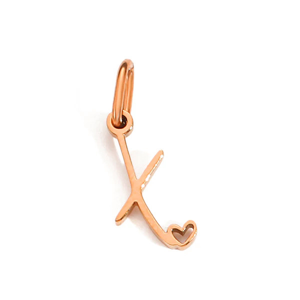 Gold Letter Charm – Stainless Steel Mirror Polished Alphabet Heart Pendant