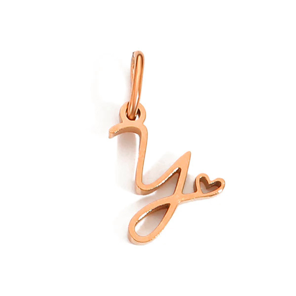 Gold Letter Charm – Stainless Steel Mirror Polished Alphabet Heart Pendant